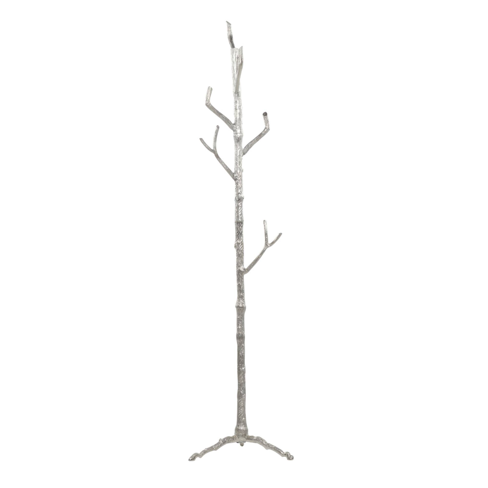 Silver Aluminum Eclectic Coat Rack, 71" x 17" x 17"